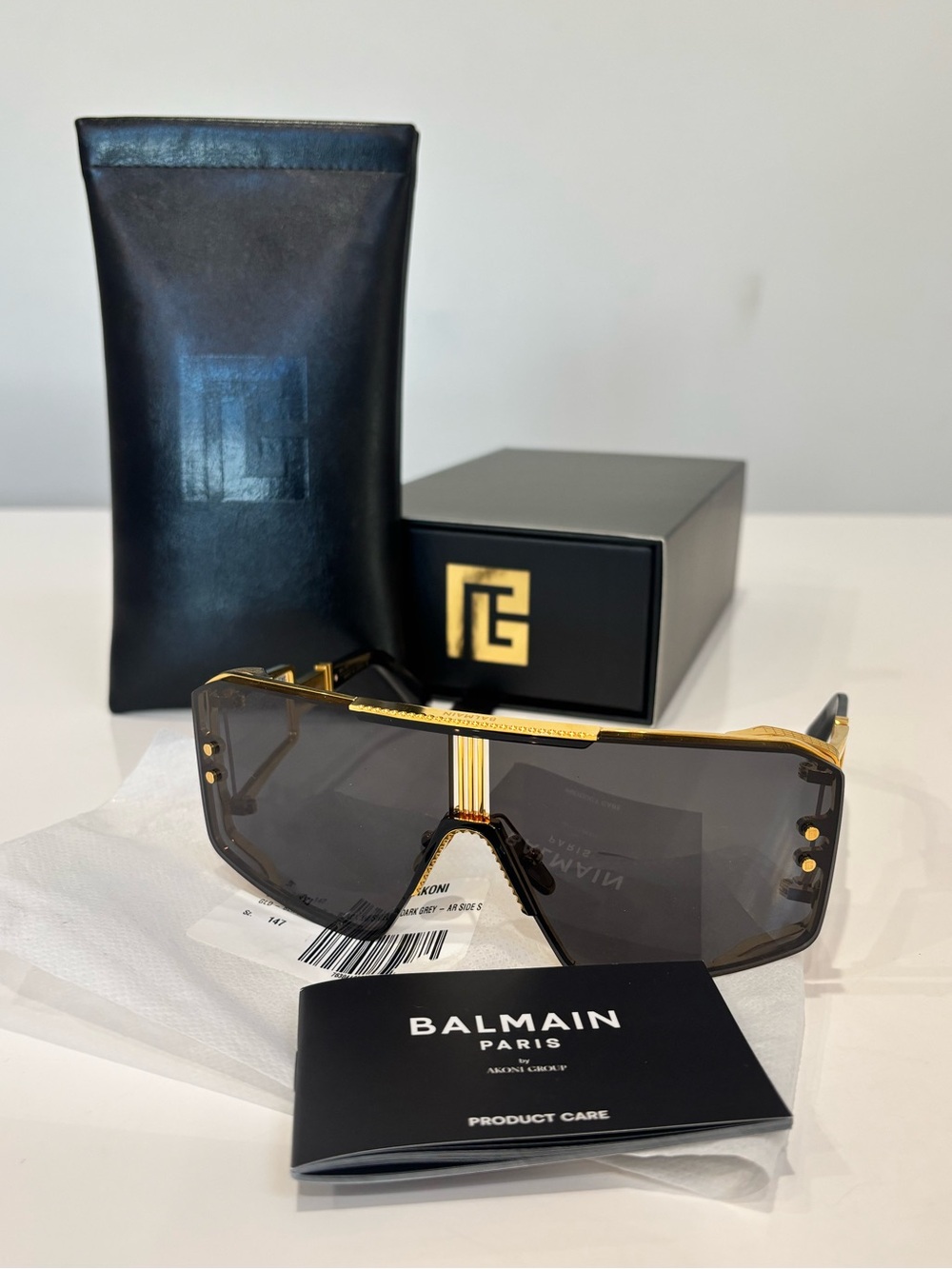 Balmain Le Masque Titanium Gold Black Sunglasses by Akoni